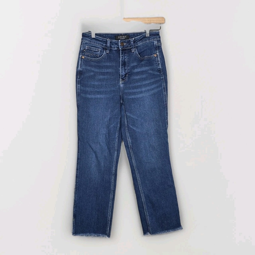 Judy‎ Blue Dark Denim High Rise Cropped Straight Raw Hem 5/27